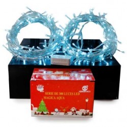 Serie Navideña De 300L Led Magica Aqua Cable Transparente 15 Mts | HZ8026-MCA