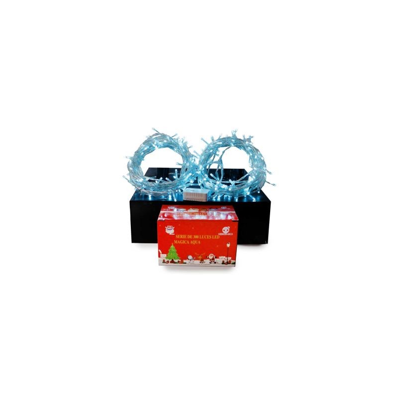 Serie Navideña De 300L Led Magica Aqua Cable Transparente 15 Mts | HZ8026-MCA