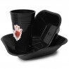 Set Vaso Plato y Tazon De Plástico Negro Estampado Halloween | LUCENA