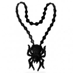 Collar De Goma Grande Dije Araña Y Calavera Negro Halloween | KUN-285