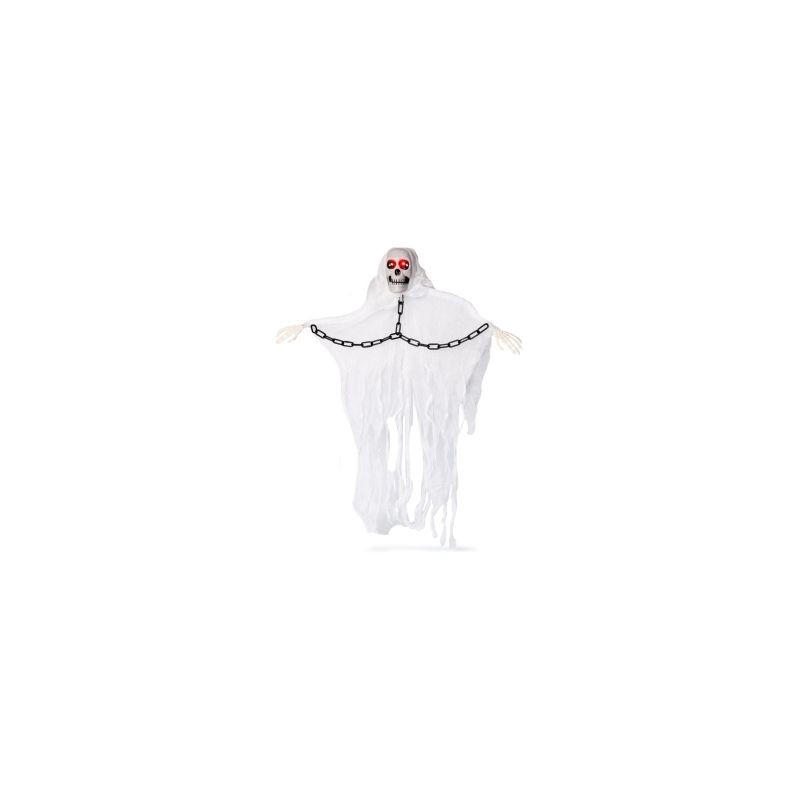 Adorno Fantasma Calavera De Tela Blanco Luces Y Sonido | KUN-W61