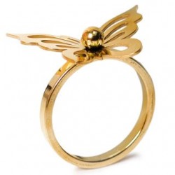 Anillo Acero Inoxidable En Color Dorado Delgado Figura Mariposa Modelos | XH5956
