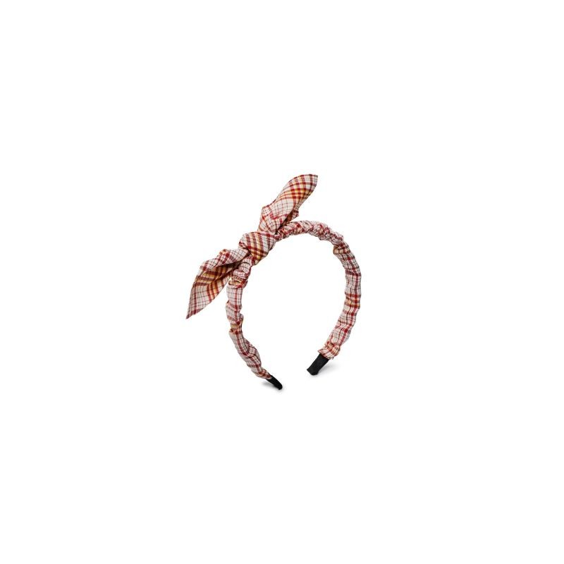Diadema Cabello Plástico Forro Tela Anudada Moño Cuadriculada | UJH-1261