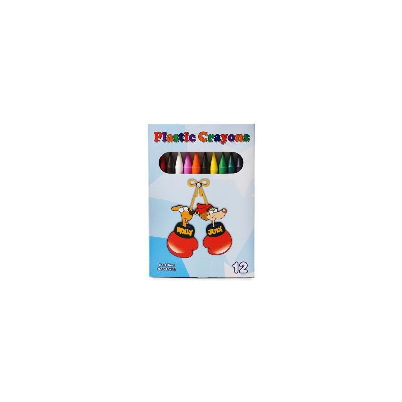 Crayones Escolares Cera Delgados Caja 12 Colores estampado Perros | HKT-774