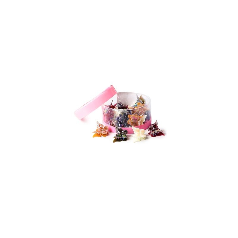 Bote 24 Pinzas Para Cabello mini Metalizadas Figuras | 1 Bote | XQ-L4-441