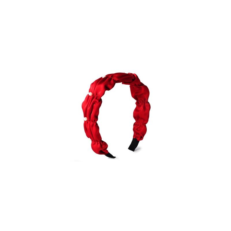 Diadema Cabello Plástico Forro Tela Ondulada Perlas Colores | 4 Diademas | XQ-K4-406