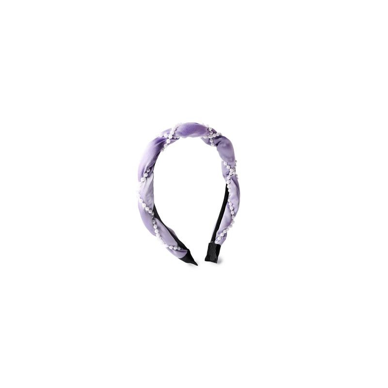 Diadema Cabello metal Delgada Forro Tela Esponjosa Líneas De Perlas | 6 Diademas | XQ-I4-321