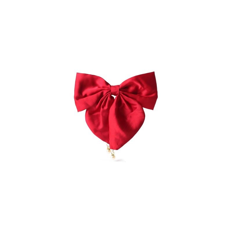 Broche Cabello Moño Grande Rojo Negro Perlas Colgantes | KUN-1837-1