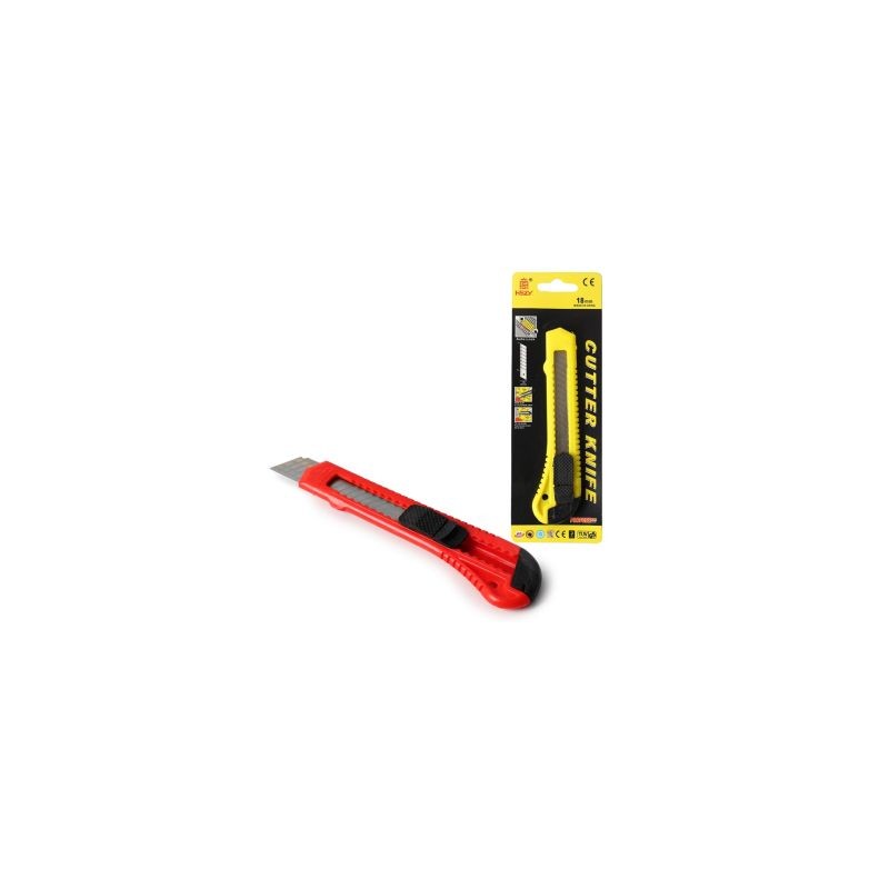 Cutter Sencillo HSZY clásico Metal Mango Plástico Rojo Amarillo | 10 Cutter | 2023