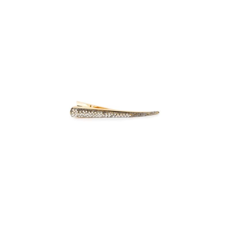 Pico Garza Cabello Metal Grande Dorado Cubierto Perlas E Incrustaciones | 4 Picos | ZXQ01957