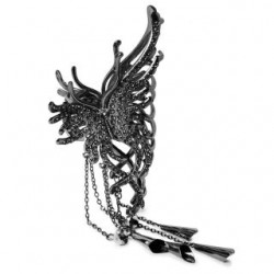 Pinza Cabello Grande Metal Humo Mariposa Incrustaciones Cadenas Colgantes | 2 Pinzas | XH5610