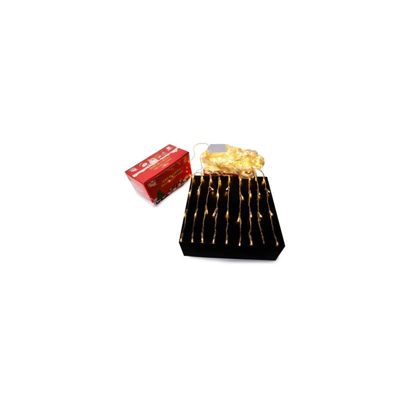 Serie Navideña De 320L Led Cálida En Cortina De 3x3 Mts Cable Transparente | HZ8012-N