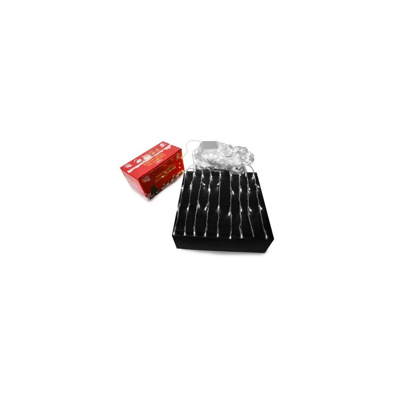 Serie Navideña De 320L Led Blanca En Cortina De 3x3 Mts Cable Transparente | HZ8012-B
