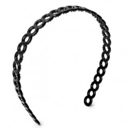 Diadema Plástico Delgada Con Grabado De Aros En Color Negro 12 Cm | HU-SP1072