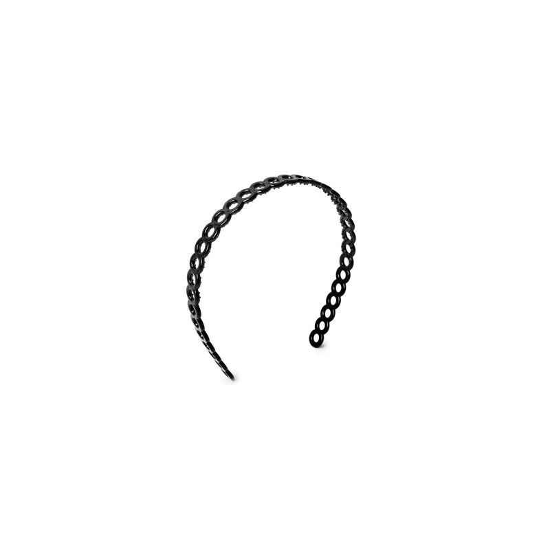Diadema Plástico Delgada Con Grabado De Aros En Color Negro 12 Cm | HU-SP1072