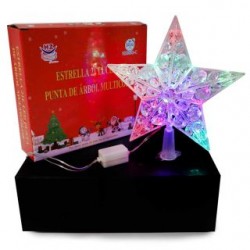 Serie Navideña Punta Estrella Con 21L Led Multicolor Transparente De 21 Cm | HZ8053-C