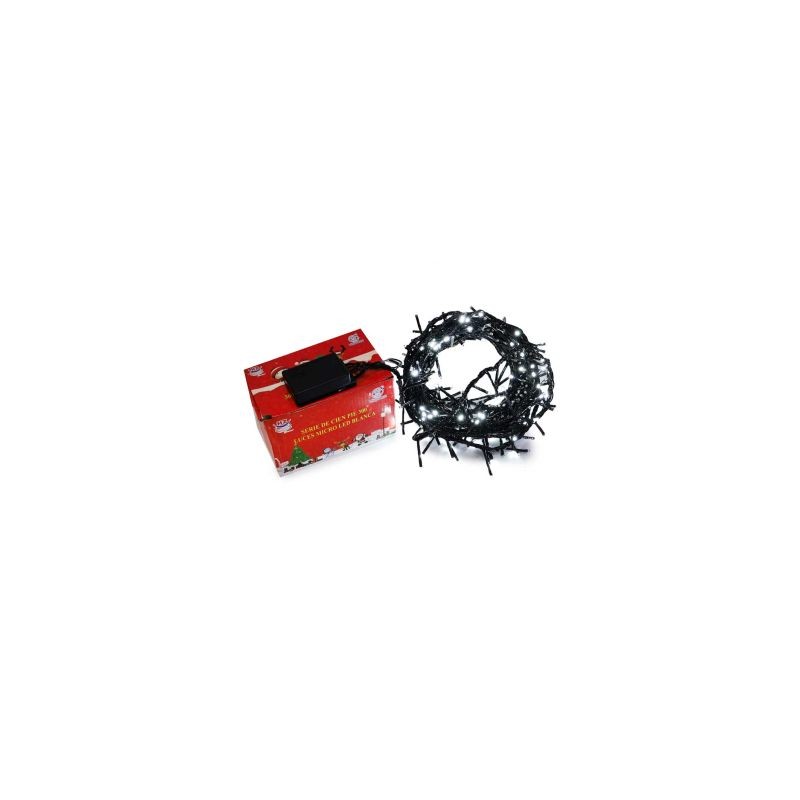 Serie Navideña Cien Pie De 300L Micro Led Blancas Cable Negro 7.5 Mts | HZ9002B
