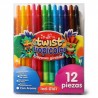Estuche 12 Crayones Escolares INDRA TWIST Giratorios Colores Tropicales | 1 Estuche | IN-0161