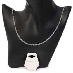 Collar Largo Acero Inoxidable Entrelazado Espiral Plateado | ZXQ01888