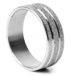 Anillo Acero Plateado Ancho Tamaños 3 Lineas Brillos | ZXQ01773