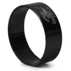Anillo Acero Negro Liso Estampado Plateado Tamaños | ZXQ01767
