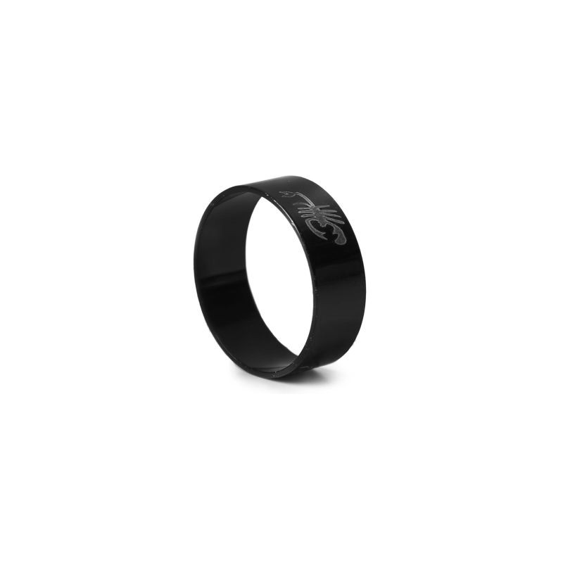 Anillo Acero Negro Liso Estampado Plateado Tamaños | ZXQ01767