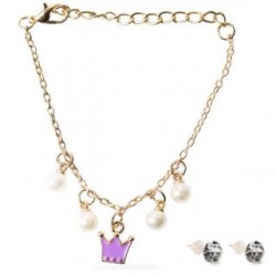 Cartón Blanco Pulsera Dorada Tipo Cadena Delgado Dijes Cascabeles Par Aretes | 12 Cartones | ZXQ01929