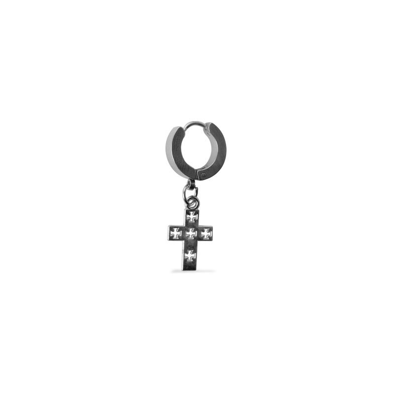 Arete Chico Acero Inoxidable Tipo Piercing Dije Colgante Cruz | G302-2G-6