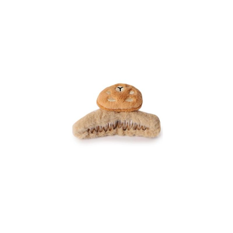 Pinza Para Cabello De Plástico Grande Cubierta De Peluche Con Capibara 11 Cm | XQ-Y4-1104