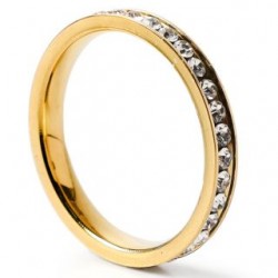 Anillo Dorado Acero Inoxidable Línea De Piedras Tamaños | ZXQ02084