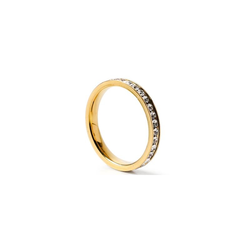 Anillo Dorado Acero Inoxidable Línea De Piedras Tamaños | ZXQ02084
