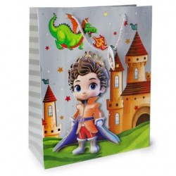 Bolsa Para Regalo Grande Estampado Principes 3D Con Brillos 32 x 26 Cm | G9-1F-5