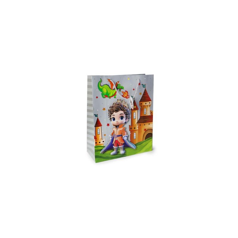 Bolsa Para Regalo Grande Estampado Principes 3D Con Brillos 32 x 26 Cm | G9-1F-5