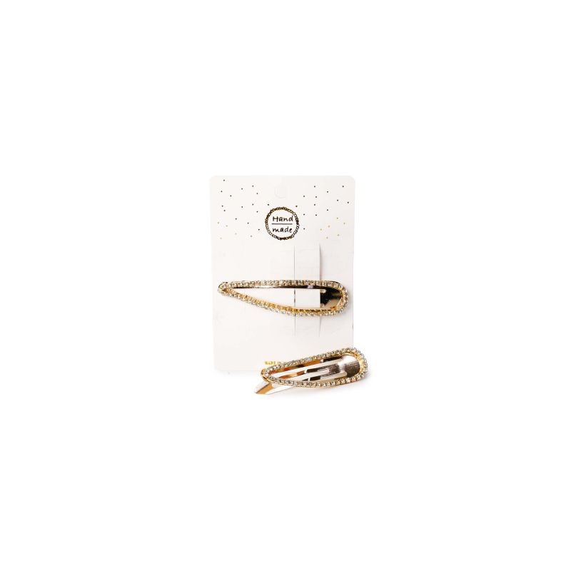 Cucas Para Cabello Grande De Metal Dorado y Plata Con Piedras 7 Cm | XQ-U4-870