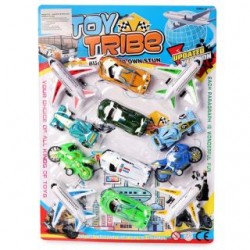 Blíster Con Set De Carros Aviones Y Motos De Plástico Chicos De Fricción 38.5 Cm | TH-0093