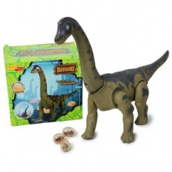 Dinosaurio De Plástico Cuello Largo Con Luces Y Sonido Lanza Huevos 43 Cm | 6626
