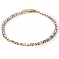 Pulsera Delgada Con Broche Color Dorado Y Plata Con Piedras 18 Cm | XQ-W4-980-1