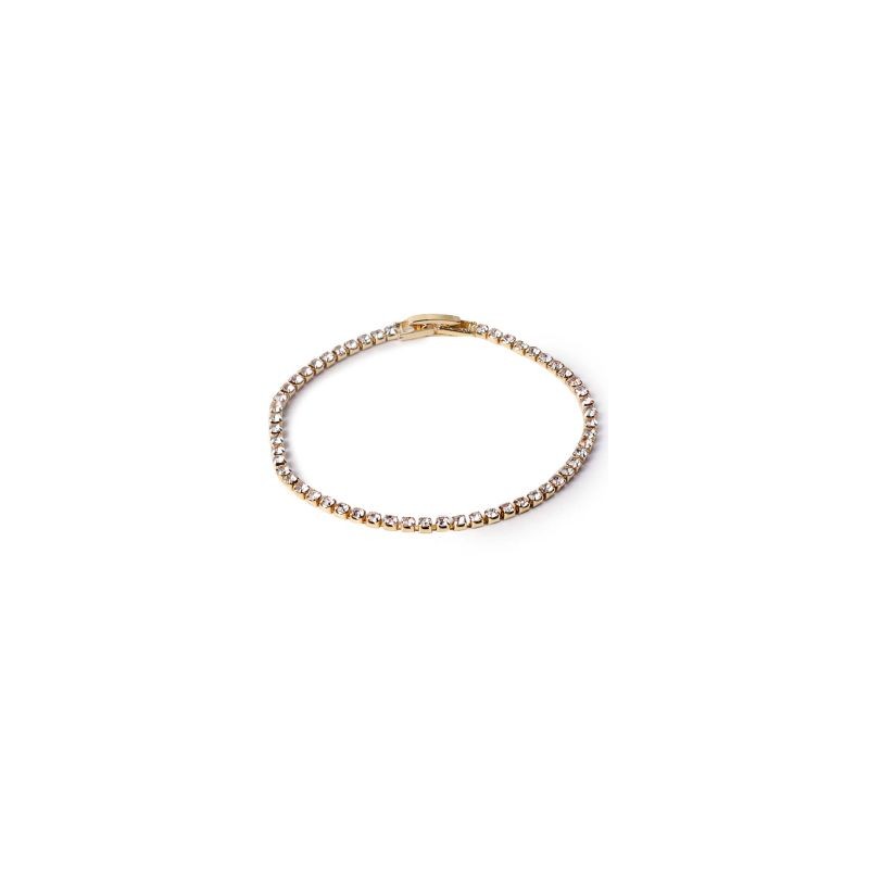 Pulsera Delgada Con Broche Color Dorado Y Plata Con Piedras 18 Cm | XQ-W4-980-1