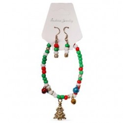 Pulsera Navideña De Metal Con Esferas De Colores Cascabeles y Dije Navideño 8 Cm | MK-N-9