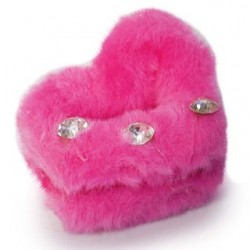 Pinza Para Cabello Mediana De Acrílico En Forma De Corazón Cubierta De Peluche 6.5 Cm | HM-4Z-1219