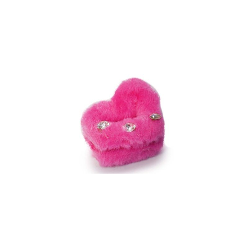 Pinza Para Cabello Mediana De Acrílico En Forma De Corazón Cubierta De Peluche 6.5 Cm | HM-4Z-1219