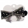Dona Para Cabello Mediana De Peluche Color Negro Con Moño Cubierto De Piedras 8.5 Cm | HM-4Z-1203