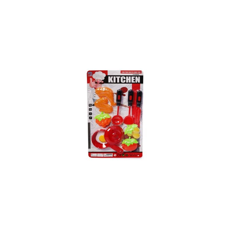 Blíster Con Trastes Para Cocina y Alitas De Pollo De Y Huevo De Plástico 35 Cm | TG-0311K-4