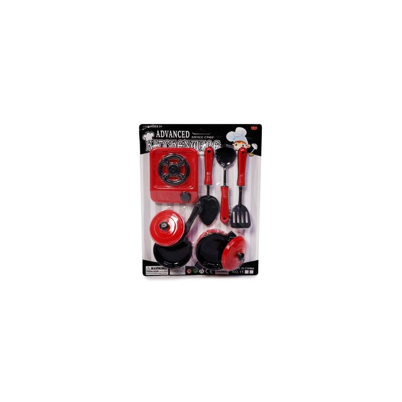 Blíster Con Trastes Para Cocina De Plástico Chico En Color Rojo Con Negro 27.8 Cm | TG-0311K-2