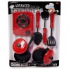 Blíster Con Trastes Para Cocina De Plástico Chico En Color Rojo Con Negro 27.8 Cm | TG-0311K-2