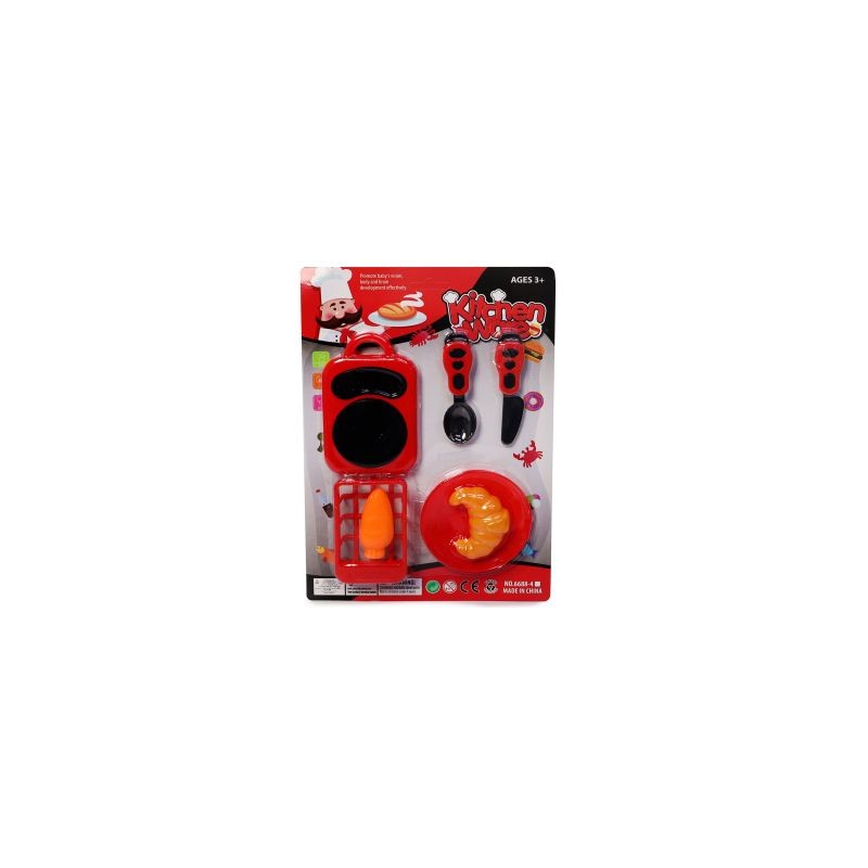 Blíster Con Accesorios De Cocina Rojos Con Negro Y Alimentos 31 Cm | TG-0311K-9