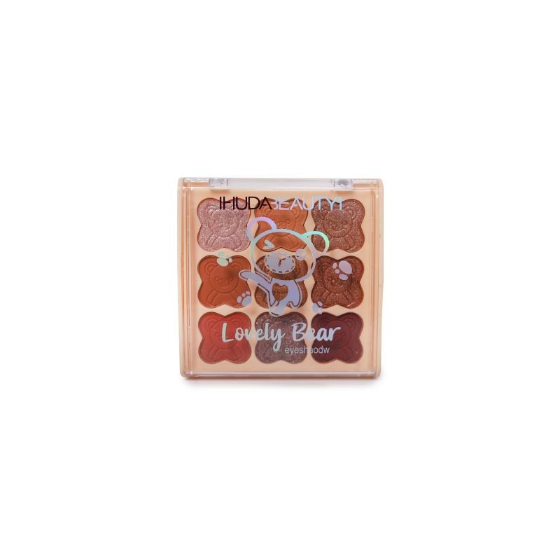 Estuche Con 9 Sombras Para Ojos De Colores Cuadrado Con Grabado De Osos 9 Cm | MK-P-62
