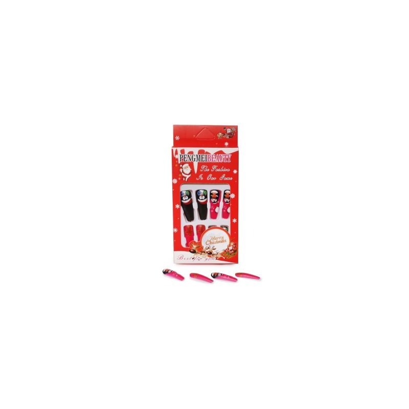 Uñas Postizas Largas Con Estampado Navideño Modelos En Caja Roja 12 Cm | MK-P-5