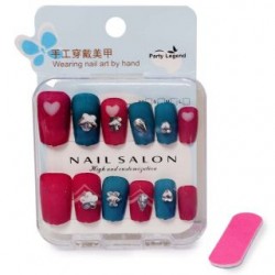 Uñas Postizas Cuadras De Colores Estampadas Con Glitter Y piedras Modelos 7 Cm | HM-4Z-1184
