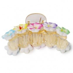 Pinza Para Cabello Chica Ovalada De Acrílico Con Flores De Colores Con Blanco 8 Cm | HM-4Z-1179